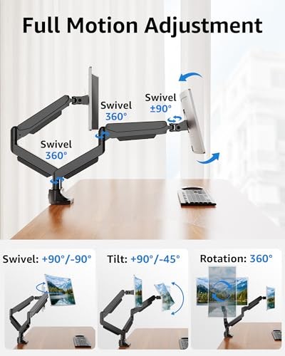 Dual Monitor Mount fits 17''-42'' Ultrawide Screen, Holds 6.6-33lbs, Dual - Photo 5/7