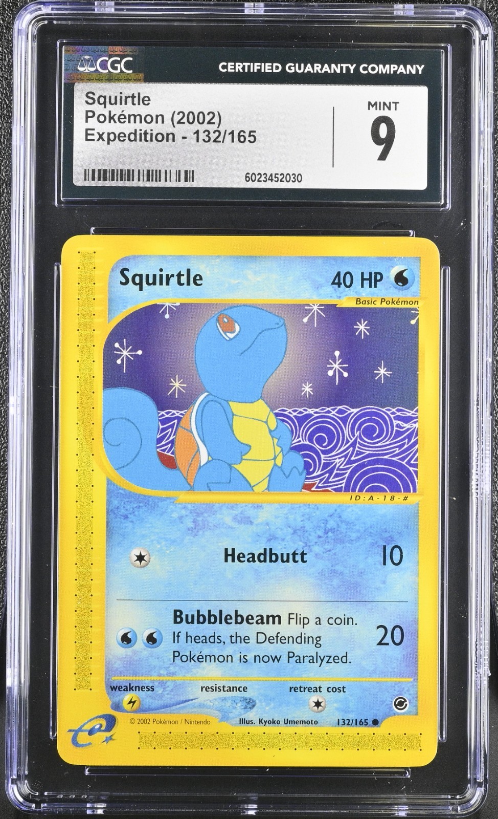 CGC 9 Squirtle 132/165 Expedition Pokemon 2002