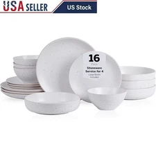 16 Piece Speckled Dinnerware Set Plates Bowls Dishwasher Microwave Safe New