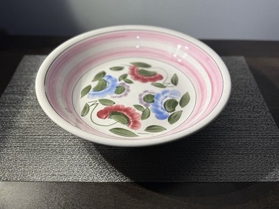 RARE Jack Richter Co Japan Hand Painted Ironstone Bowl 10.75  Pink Band Floral
