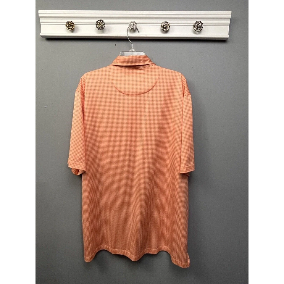 Camisa Polo Donald Ross Para Hombres XL Naranja Blanco Gingham Bordada Golf Informal Foto 2 de 4