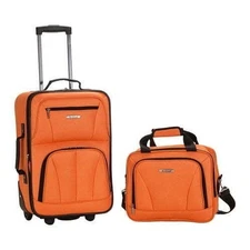 Expandable 2 Piece Softside Luggage Set Carry-On Flight Tote Rolling Wheels New