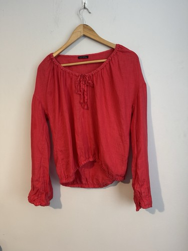 Ballantyne, Ballantyne Women's 100% Linen Long Sleeve Top Blouson Size 40 UK 12-14 Pink