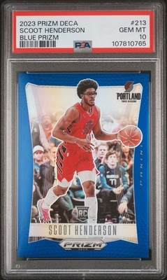 2023 PANINI PRIZM DECA SCOOT HENDERSON #213 BLUE PRIZM ROOKIE /149 PSA 10