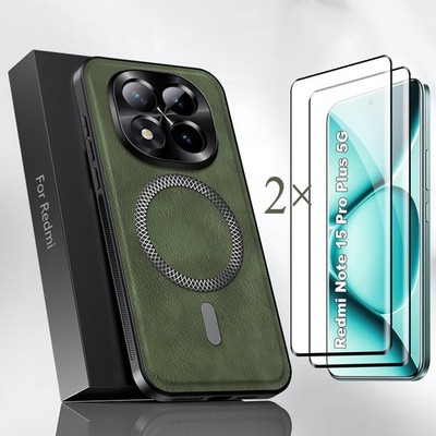 Für Redmi Note 15 Pro+ / Note 15 Hülle Magnet Kameraschutz Schutzhülle + 9H Glas