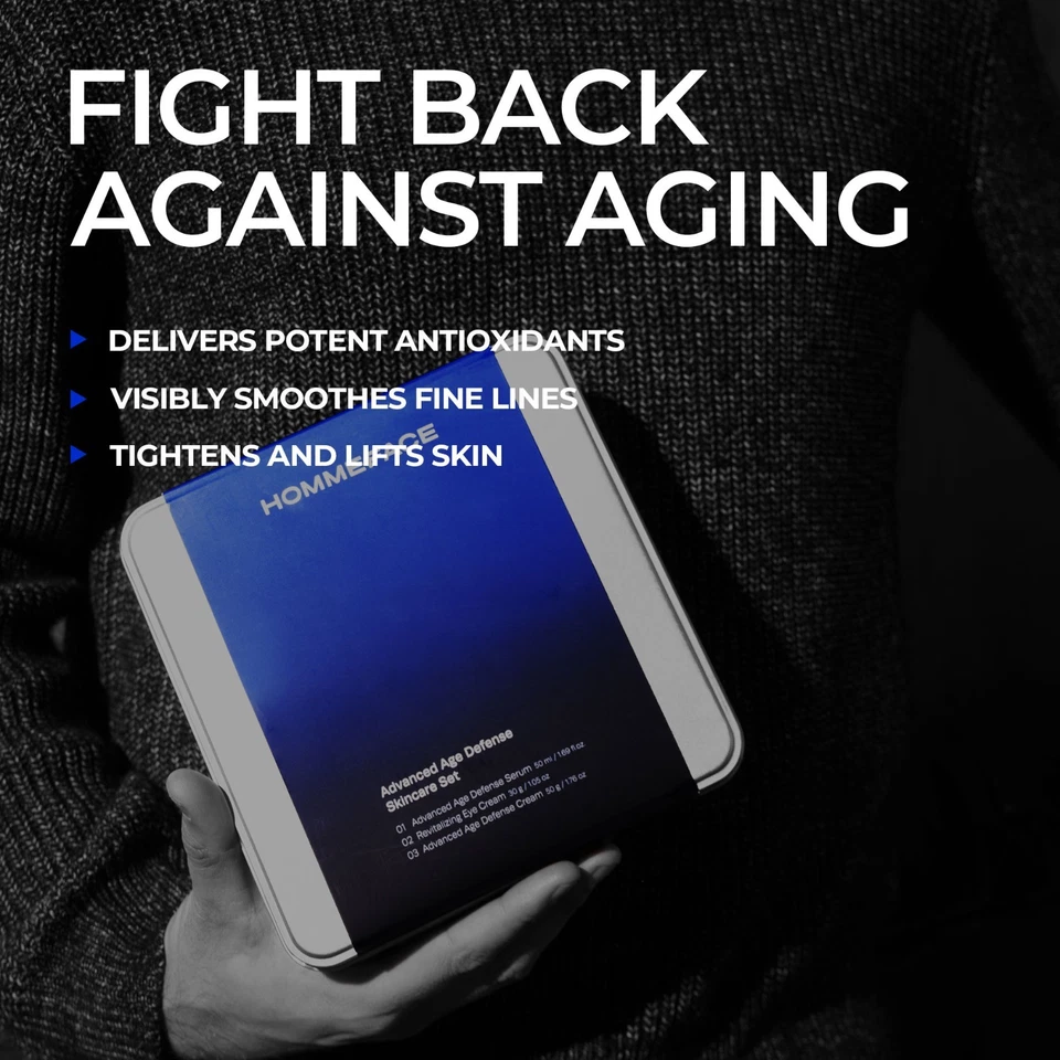 HOMMEFACE Juego de Cuidado de la Piel Advanced Age Defense para Hombres - Suero, Crema para Ojos y Crema Facial Foto 2 de 4