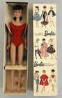 Gorgeous Vintage  Mattel Ponytail Barbie In Box w/ Shoes,SS, Book, Stand & Liner
