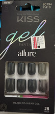 Kiss Nails Manicure Short Dark Gray near black carbon Gloss Allure Gel Square
