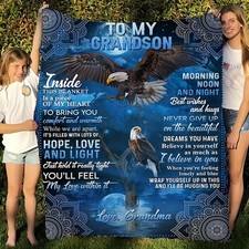 Grandson Gift Flannel Blanket Soft, Warm, and Cozy Throw with Inspirational