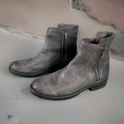 Frye Natalie Women's Size 9* Brown Leather Double Zip Moto Ankle Bootie Boots