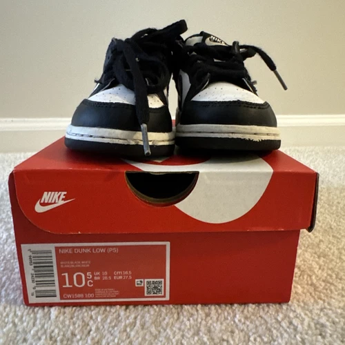 Nike Dunk Low retrò "Panda" per bambini piccoli bianco nero bianco (CW1588 100)