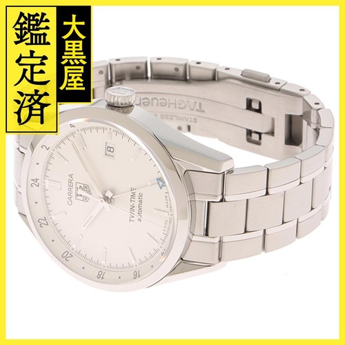 TAG HEUER Carrera Twin Time White Dial Stainless Steel Men's WV2116-0 Used Watch - Picture 3 of 3