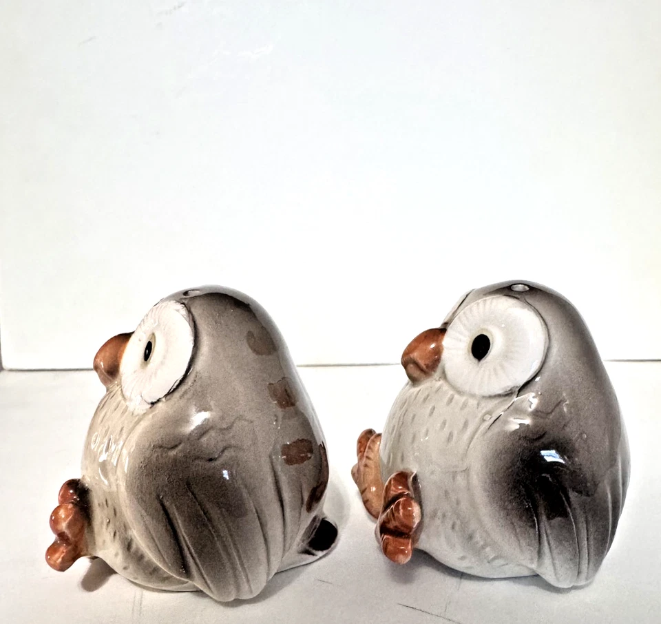 Fitz And Floyd Baby Owl Salt And Pepper Shakers Vintage Hand Painted 3 in - Image 2 of 4