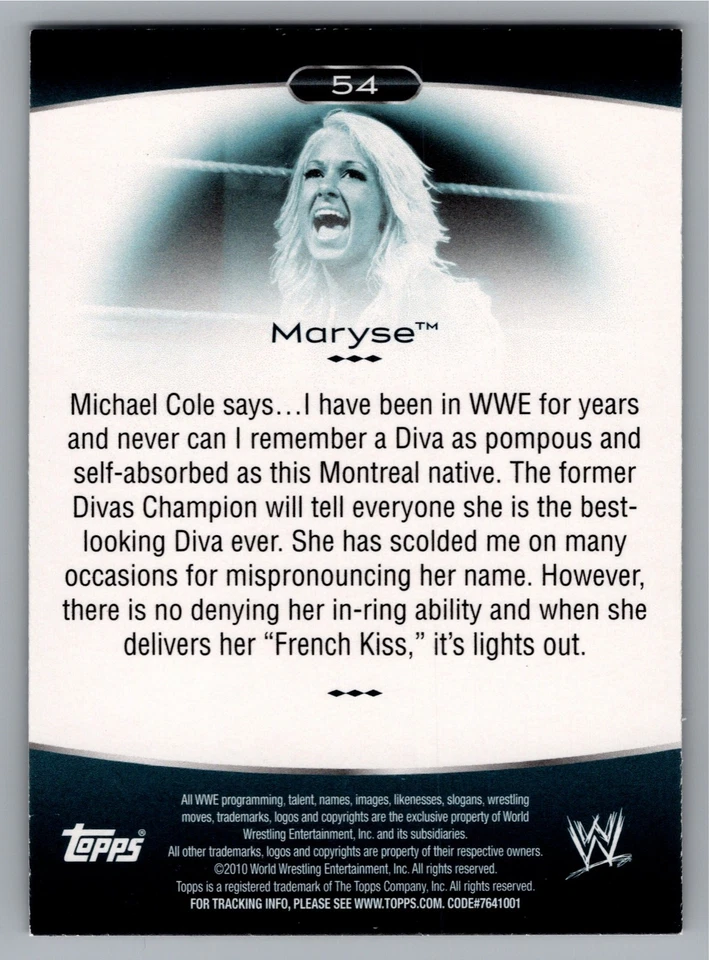 2010 Topps Platinum WWE - Maryse #54 - Image 2 of 2
