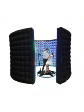 Inflatable 360 Photo Booth Enclosure Portable Led Photo Booth Backdrop Silver Re