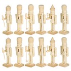 12pcs Christmas Unfinished Nutcracker Wood Puppet Wood Ornament Home Decor