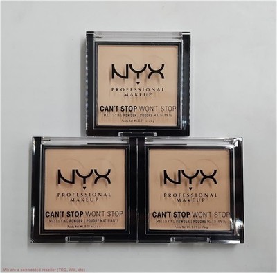 LOT OF 3 NYX Can't Stop Won't Stop Mattifying Pressed Powder - 02 Light - 0.21oz