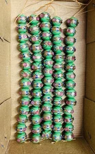 5 Strands 14mm Wedding Cake Beads Green, Handmade Glass Beads for jewelry make