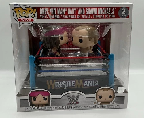 BRET THE HITMAN HART & SHAWN MICHAELS WRESTLMANIA IN RING WWE FUNKO POP NEW