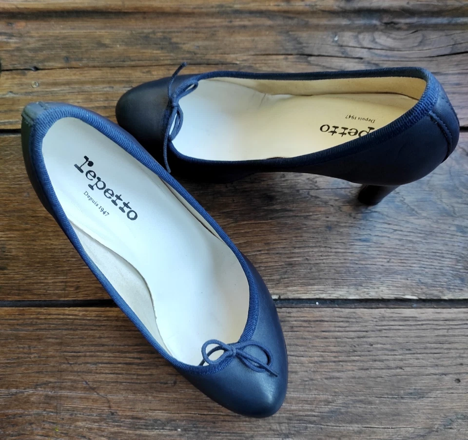 REPETTO - Escarpins Modèle Tess Cuir Bleu Marine - P37 - Photo 2/4