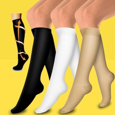 3 Pair Compression Calf Socks for Edema Diabetic Varicose Veins Medical Sport