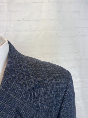 Pal Zileri Men's Dark Navy Blue Gray Plaid Wool Blazer 40S $2,595 - Picture 2 of 9