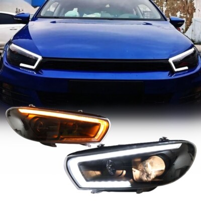 Upgrade For VW Scirocco 2009-2017 Pair LED Headlights DRL Projector Head Lamps