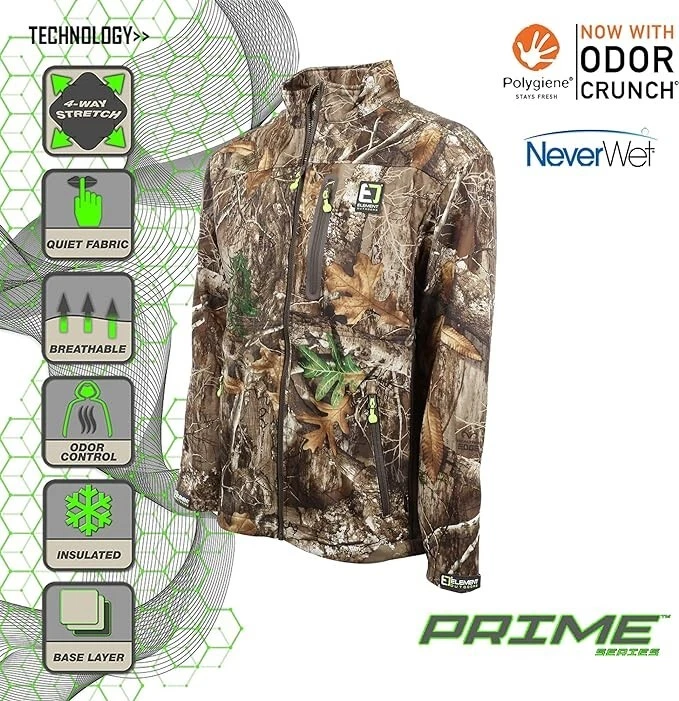 New $138 Realtree Edge  ELEMENT OUTDOORS Prime Series Light/Mid Jacket Men's M - Image 4 of 4