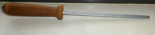 VINTAGE KNIFE HONING SHARPENER 8" ROD WOOD HANDLE 13" OVERALL LENGTH
