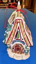 Blue Sky Clayworks Winters Woodland Church Christmas Tea Light Candle House 2012