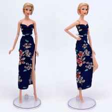 Schwarz Blumen Abend Party Kleid für 11,5" Puppe Outfits 1/6 BJD Puppenkleidung Spielzeug