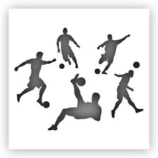 Soccer Football Players 2 Stencil - Choose a Size - Laser-Cut Reusable Plastic