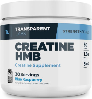 Transparent Labs Creatine Monohydrate HMB Powder Muscle Strength Blue Raspberry