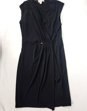 Michael Kors Women's Little Black Dress Sleeveless Cocktail Sz XS Gold tone Bar