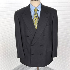 Pierre Cardin Blazer Men 44 Gray Flannel Double Breasted Classic Union USA VTG