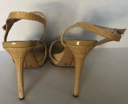 Vince Camuto 7.5M Tostado Nude Camryn Tejido de Cesta Paja Sandalia Tacón de Aguja Zapatos - Imagen 5 de 7