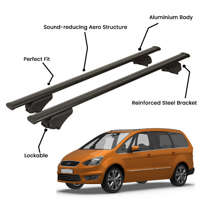 2 Pcs Black Roof Rack Cross Bars For FORD GALAXY MPV 2010-2015