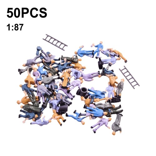 HO Scale Model Train Scenery Set 50 Workers Figures with Bucket Ladder - Picture 13 of 24