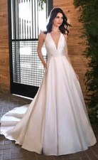 V-Neckline Ball Gown and Wedding Dress with Glamorous Classic and Modern Style