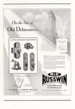 1929 Russwin: Site Of Old Delmonincos Vintage Print Ad