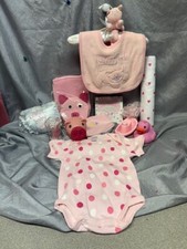 BELOW WHOLESALE PINK BABY SET OF 13 - BIB,CAT TOY,BODYSUIT, BOOK,BATH TOYS - NEW