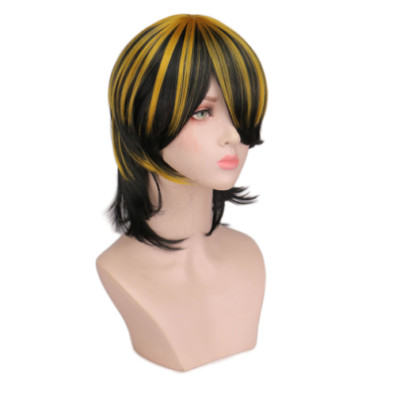 Short Pixie Cut Wig Brown Black Mixed Mullet Wigs With Bangs Fashion Mullet Wigs