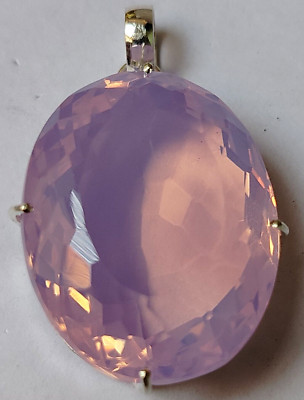 Natürlicher lila-rosa Opal 102,20 ct. Ovalschliff 925 Silber Anhänger Geschen...