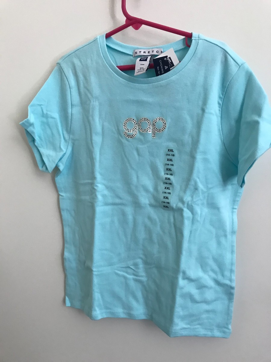 New VTG Y2K Gap Girls Kids Blue Stretch Rhinestone Short