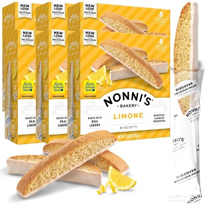 Nonni's Bakery LIMONE Biscotti   Baked with Real Lemons   6.88 oz Box   1,2,4,6