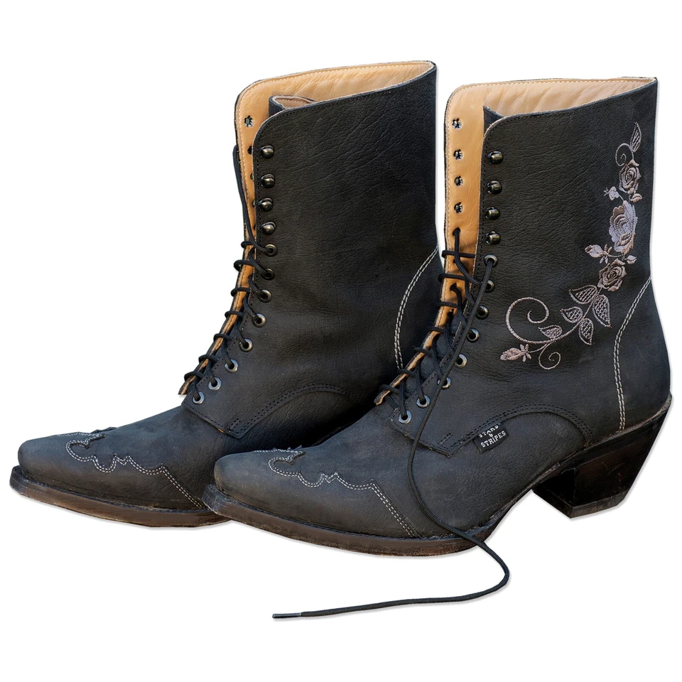 Damen Stiefelette Country Western Cowboy-Stiefel Ankle Boots »ROSI« Schwarz S&S