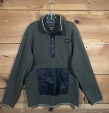 Burton Hearth Fleece 1/2 Snap Button Mens Size Large Front Pocket Pullover Green