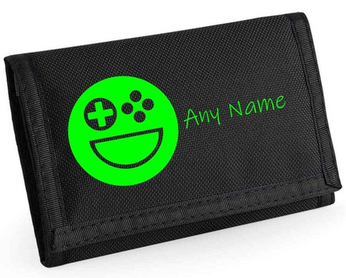 Emoticon Gaming Face Print Personalised Boys Kids Ripper Wallet With Coin Holder - Picture 5 of 12