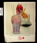 1965 Ice Cold Coca Cola French Fries Vintage Print Ad 19165