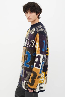 MSRP $596 ACNE STUDIOS FW15 Multicolor Knit Jerrett Numbers